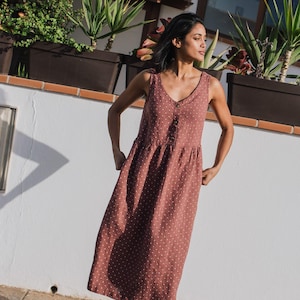 Linen dress VALLEY / front brass snaps / linen dresses / button up / summer dress