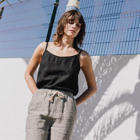 Linen Pants ATHENS / Loose Linen Pants / Pants Elastic Waist