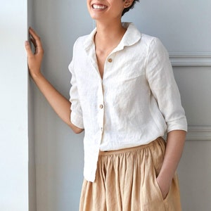 Linen collar shirt LILLE / linen shirt women / linen shirt image 3