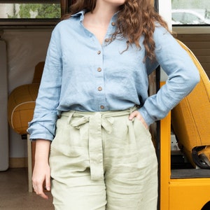 Linen collar shirt MARLE / linen shirt / linen shirt women image 5