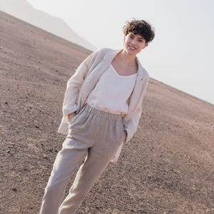 Linen GENOVA pants / linen pants / linen pants women / slim linen pants / linen pants for women / linen pants with pockets