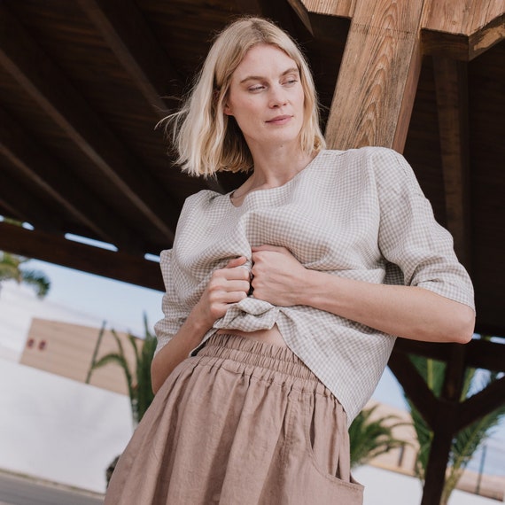 Linen Skirt With Pockets OIA Linen Midi Skirt Linen Elastic Waist Skirt Linen Skirt Women Etsy UK
