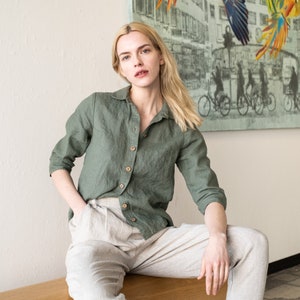 Linen collar shirt LILLE / linen shirt women / linen shirt image 2