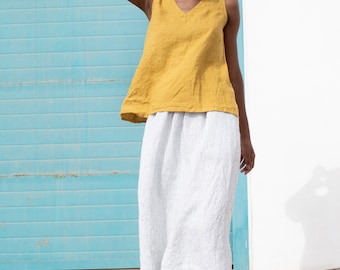 Linen top PRAGUE / v neck /  tank top / custom tank top