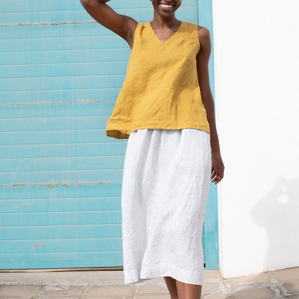 Linen top PRAGUE / v neck /  tank top / custom tank top