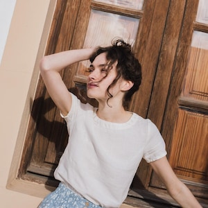 Linen top HAMBURG / short sleeve linen top / linen tops for women