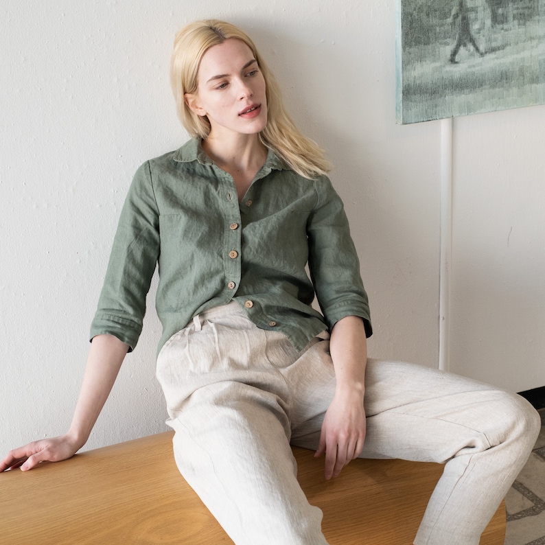 Linen collar shirt LILLE / linen shirt women / linen shirt image 5