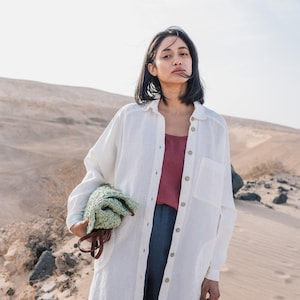 Oversize linen shirt LIVORNO-2 / womens linen shirt / linen button down shirt / linen shirt / womens clothing