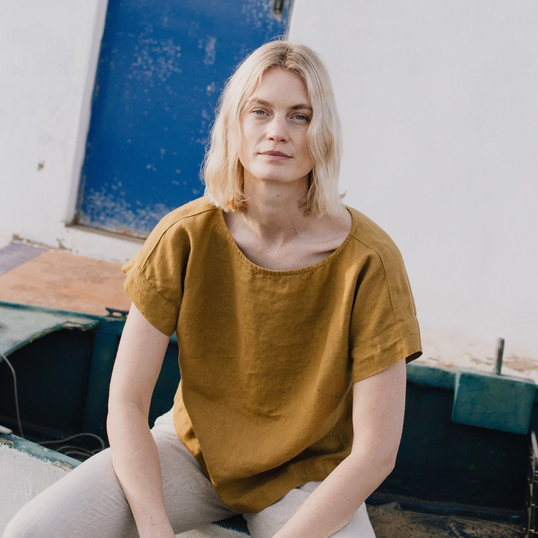 Wisteria Short Sleeve Linen Top main image 1