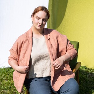 Linen jacket VICTORIA-2 / oversized jacket / womens linen jacket zdjęcie 3