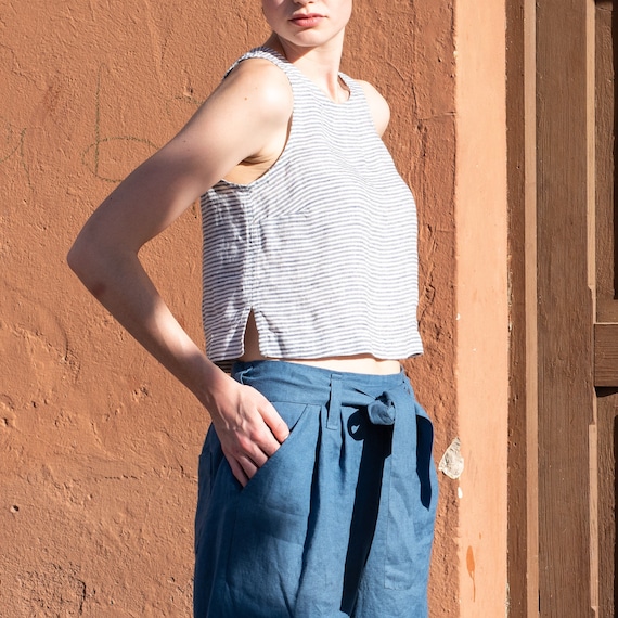 Loose Pleated Front BOYFRIEND Linen Pants / Slightly Tapered - Etsy