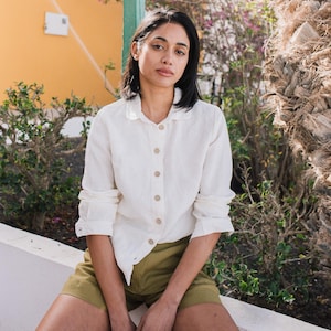 Linen collar shirt MARLE / linen shirt / linen shirt women