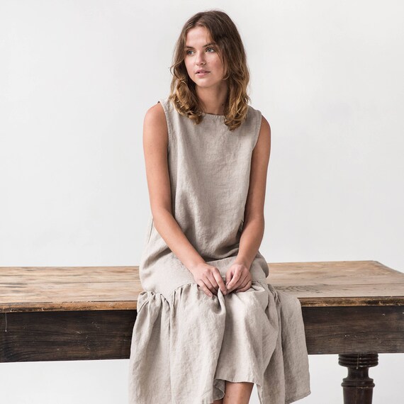 ruffle linen dress