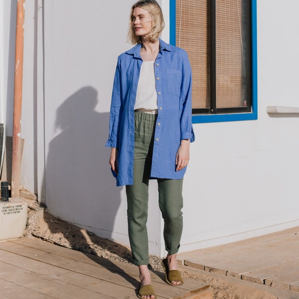 Linen GENOVA pants / with elastic waistband / Washed women linen trousers / linen pants