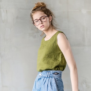 Linen top VIENNA / tank top / round neck / linen tank top image 2