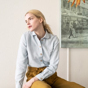 Linen collar shirt MARLE / linen shirt / linen shirt women