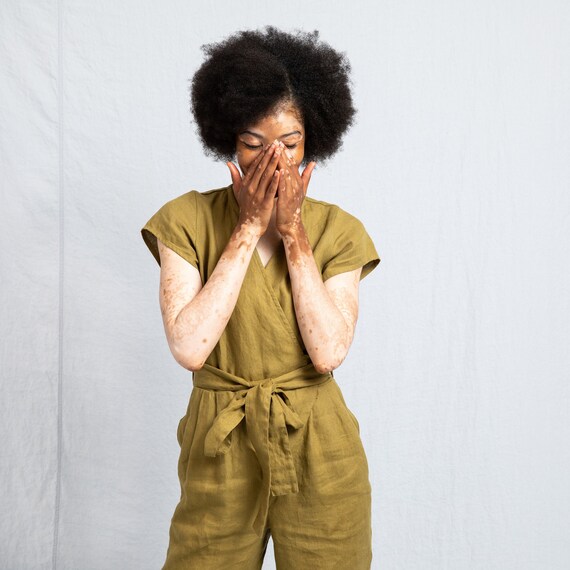 Long WRAP Linen Jumpsuit / Washed Linen 
