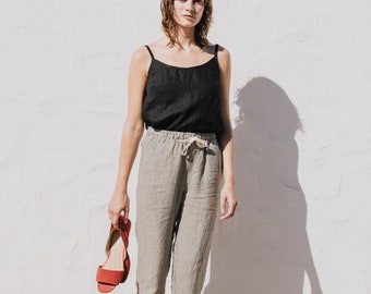 Linen pants ATHENS / Loose linen pants / pants elastic waist