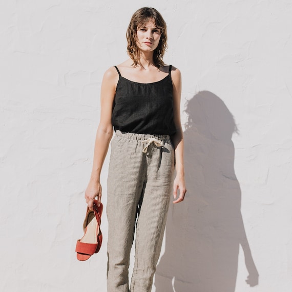 Linen Pants ATHENS / Loose Linen Pants / Pants Elastic Waist