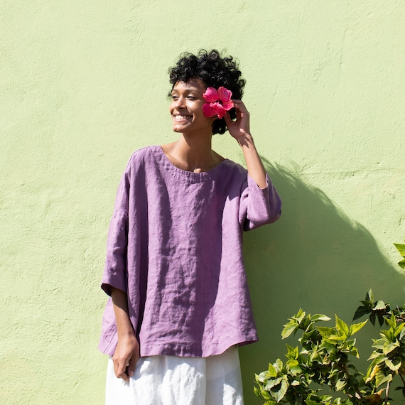 Oversized Linen Top OLD LONDON in Round 