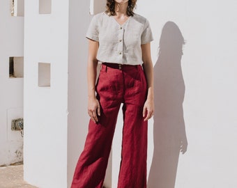 High waisted linen pants SARAH / linen pants for women / women linen pants / women linen