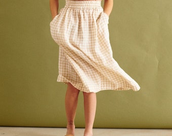 Linen skirt SION / light weight linen / midi length