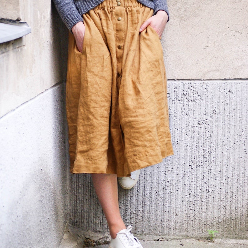 Linen front snap skirt MARSEILLE 