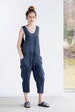 Loose Linen jumpsuit / Charcoal washed  linen jumpsuit / Washed linen overall 