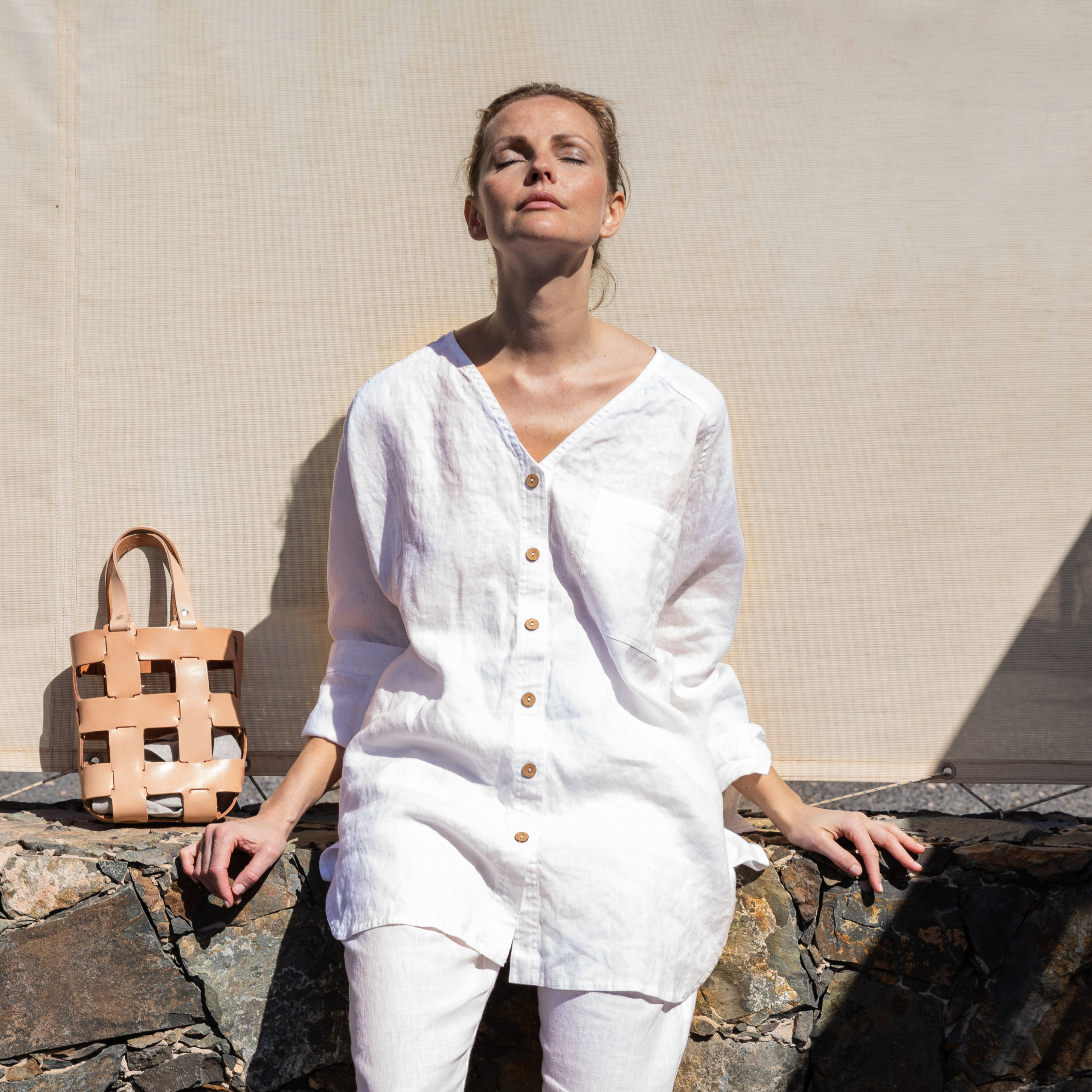 white linen oversized shirt