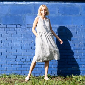Smock Linen Dress in MAXI Length / Loose Linen Sleeveless - Etsy
