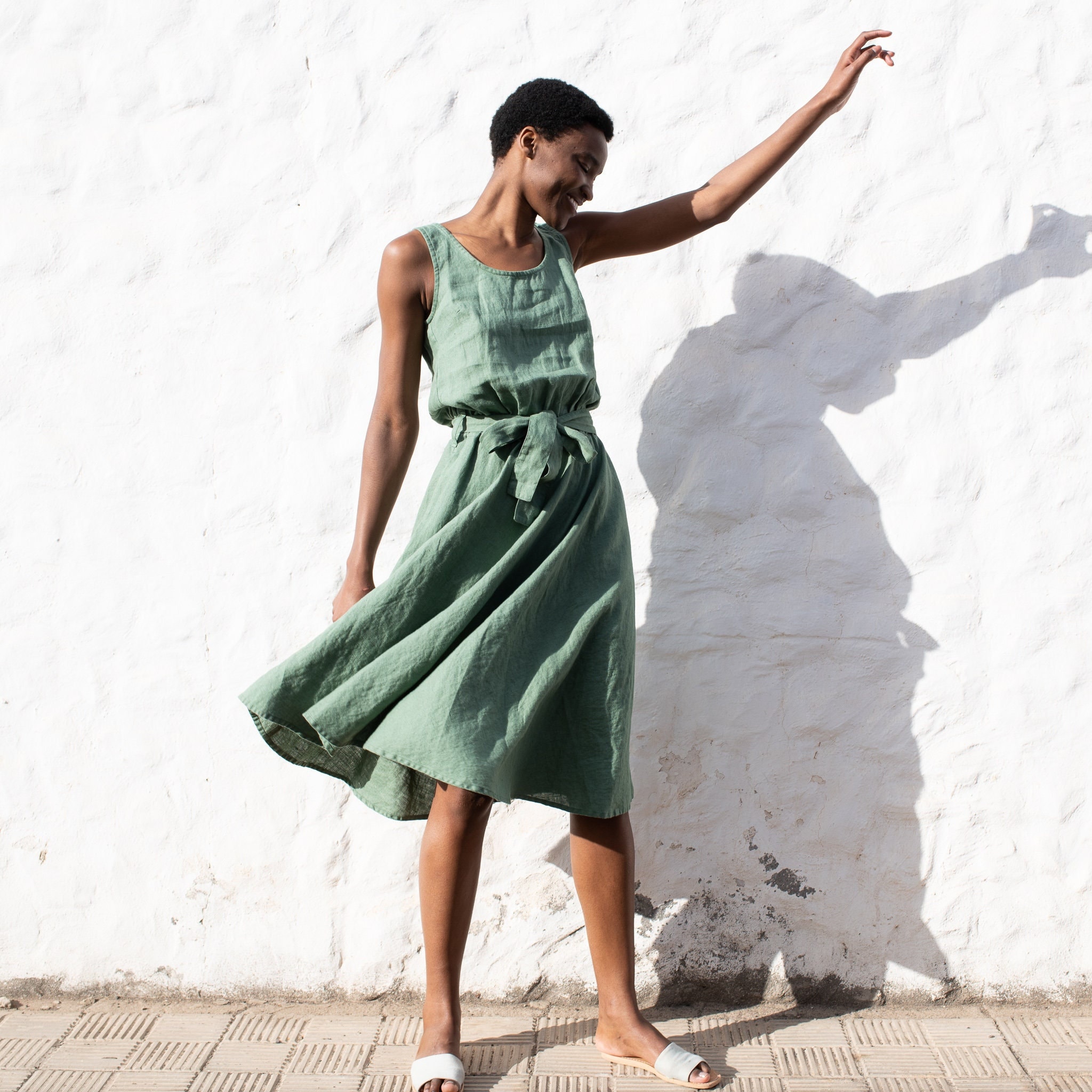 Swing Linen Dress LEILA - Etsy Singapore