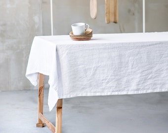 Linen tablecloth / white linen tablecloth / wedding tablecloth