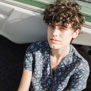 Front Snaps GETTY / Leinen Top / Frauen Tops / Kurzarm Leinen Top