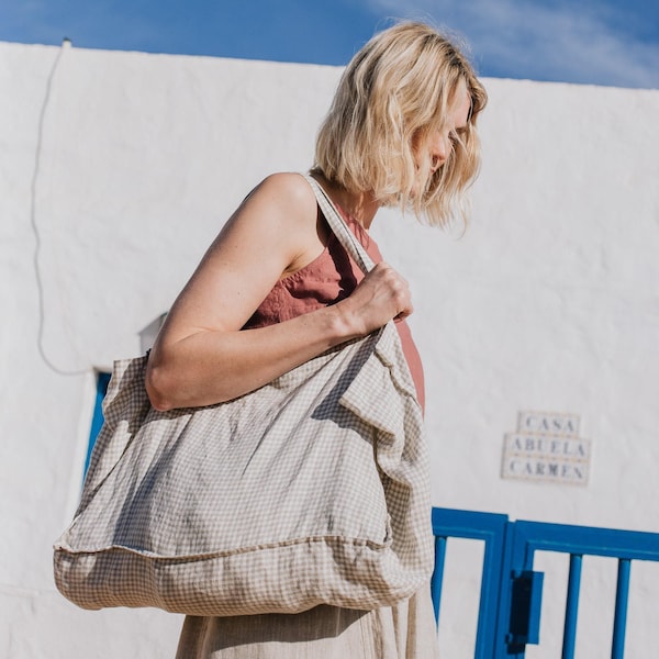 Linen bag TOTE / Linen Beach Bag / Linen Shopping Bag / shoulder bag / tote bag