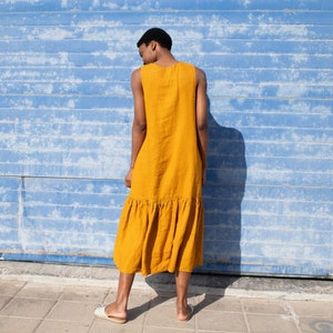 Linen dress PATNA / Drop ruffle / maxi length / long linen dress / long dress image 2