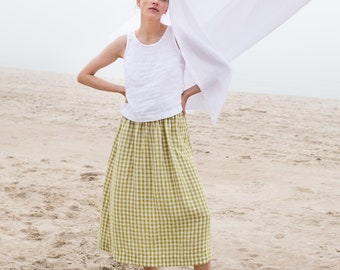 Linen skirt SION / midi skirt / a line skirt / linen skirt long