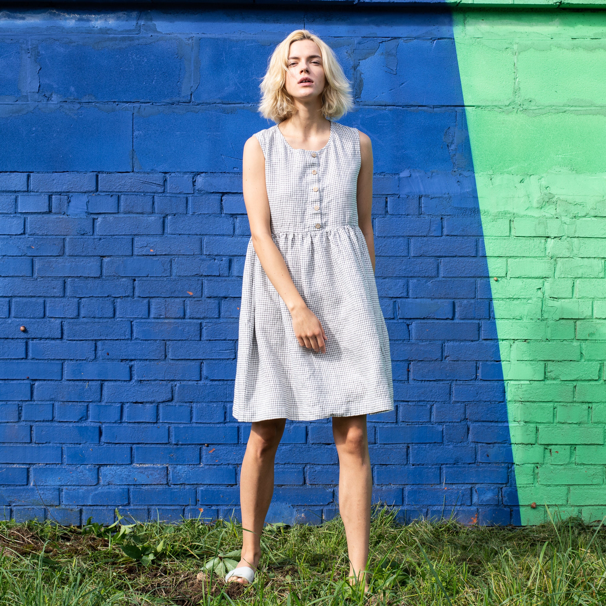 Linen Loose Sleeveless MAMA Dress in MIDI Length / Washed and | Etsy Canada