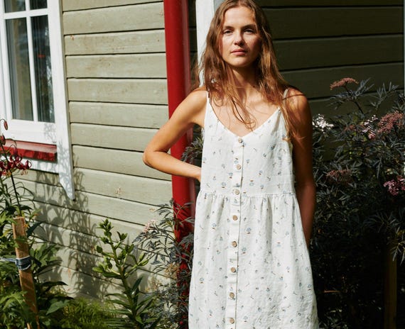 Buy Linen Dress SARAH Button Down Slip Linen Dress Summer