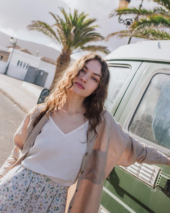 Oversized Linen Shirt LIVORNO / Linen Shirt / Linen Button