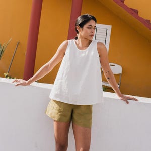 Linen top PRAGUE / round neck /  tank top / custom tank top