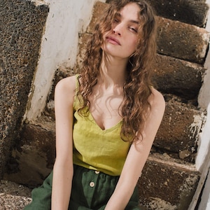 Linen slip top SORRENTO/ Linen top / sleeveless / v neck / linen tops for women