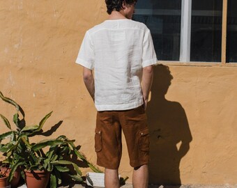 Mens linen shorts MACKAY / cargo shorts / mens linen clothing / mens linen
