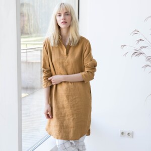 Linen shirt dress FRENCH BOYFRIEND / midi dress / linen dress / casual dress image 4