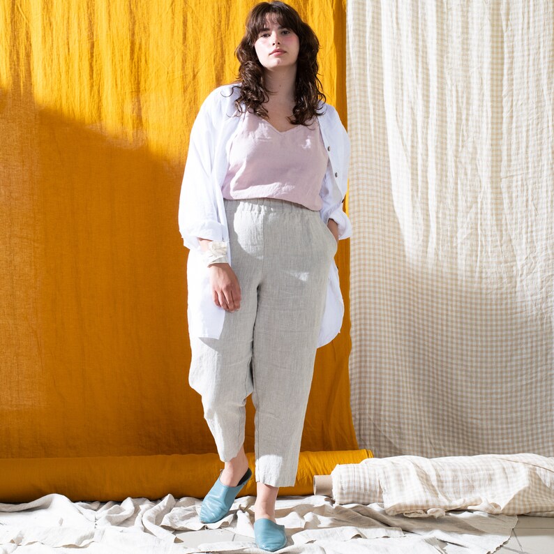 Cropped Linen Pants YAMBA Etsy