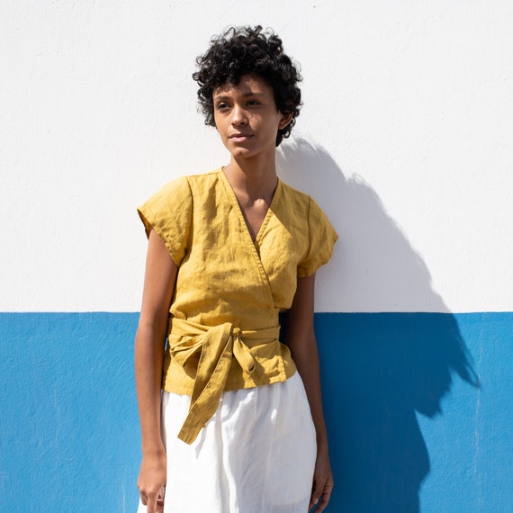 Linen Wrap Top MADRID - Etsy