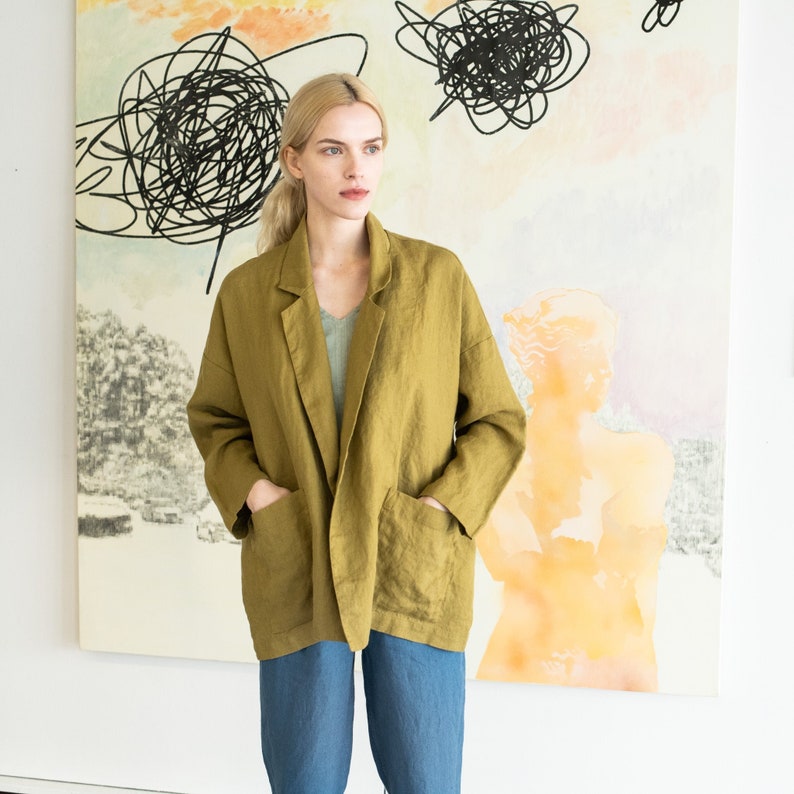 Linen jacket VICTORIA-2 / oversized jacket / womens linen jacket zdjęcie 4