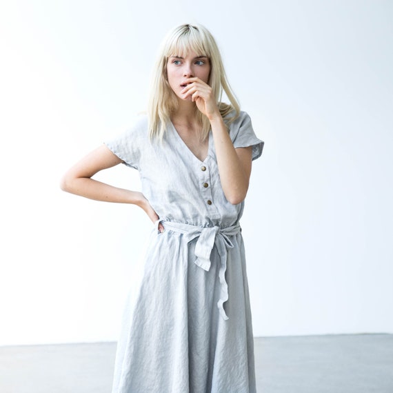 midi length linen dresses