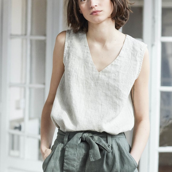 Linen Top VIENNA / Tank Top / V Neck / Linen Tank Top / Linen Tank