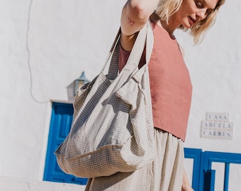 Linen skirt with pockets OIA / linen midi skirt / linen elastic waist skirt / linen skirt women