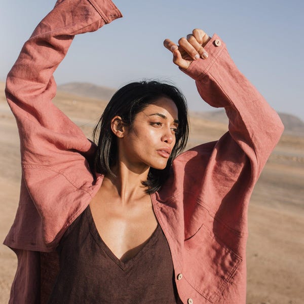 Linen button down shirt LIVORNO / womens linen shirt / oversize linen shirt / womens clothing